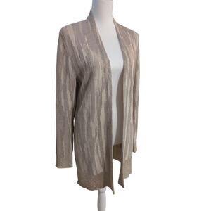 Chico's Size 0 Women's Open Cardigan Sweater Gold Sparkle Metallic Size 4 -6